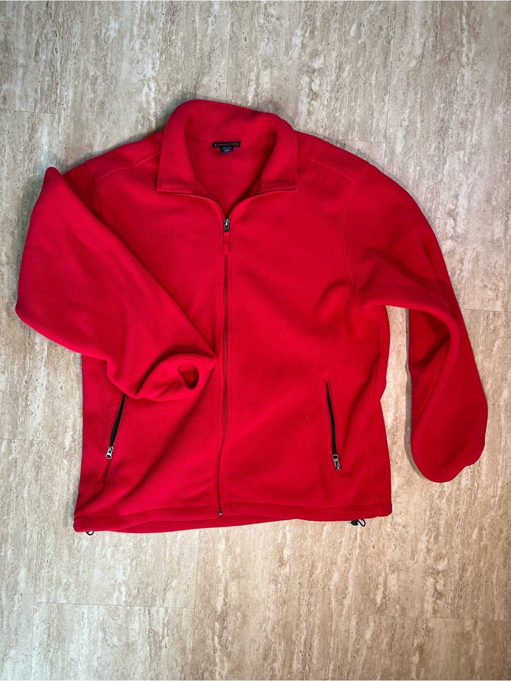 Lands' End Bright Red Fleece Polartec Full Zip Toggle Jacket 42-44 Large